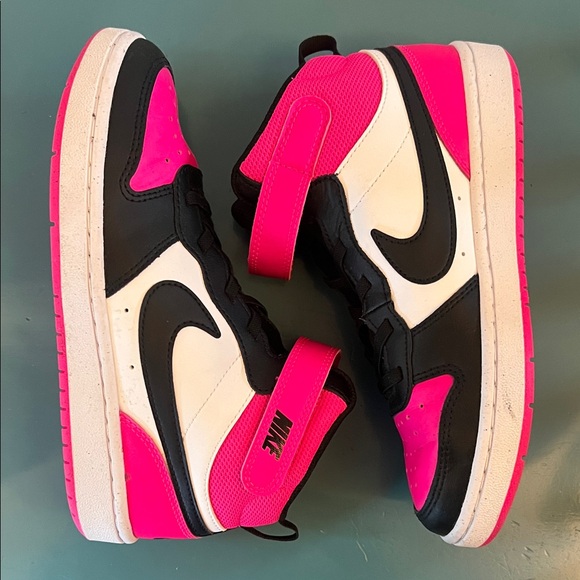 Nike Kids Court Borough Mid Sneakers - Pink, Black, and White - Picture 4 of 7